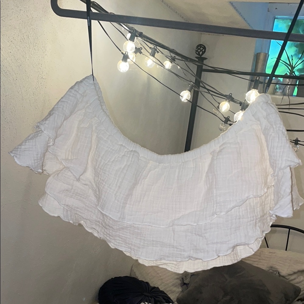 White Off-Shoulder Ruffle Top - Picture 3 of 3